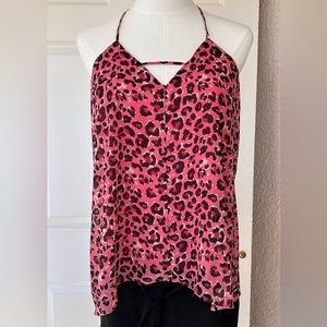 Alya Cheetah Print Lined Flowy Halter‎ Tank Size Medium